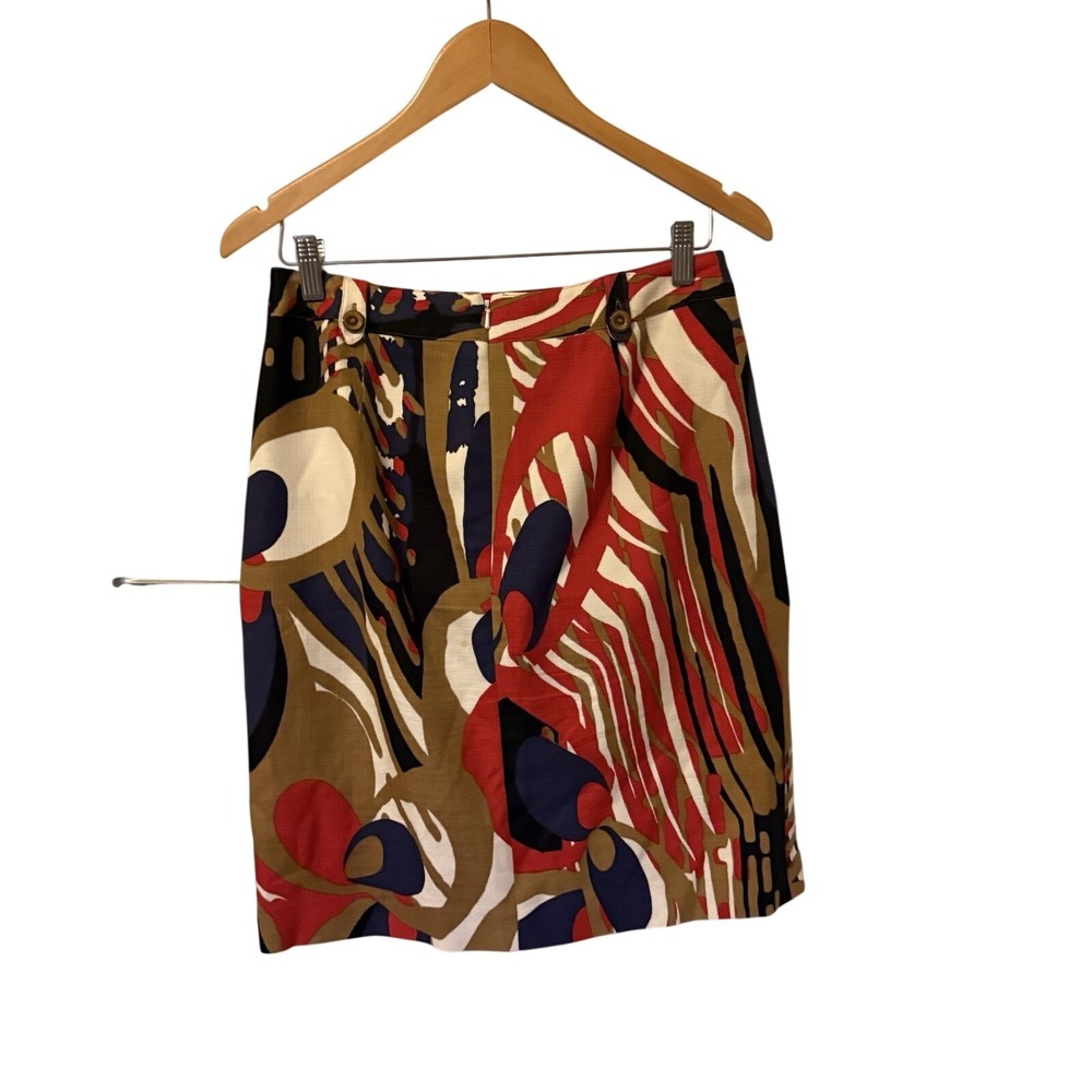 Etcetera Abstract Print Mini Skirt 4 SilkCotton Retro Mod 60s 70s VtgStyle Lined
